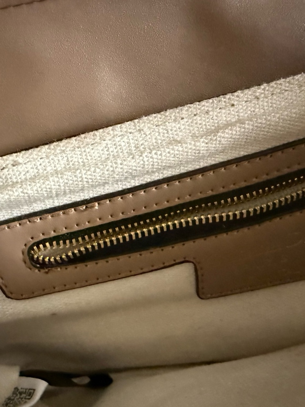 Women’s Saddle Shoulder Bag in Taupe with Gold Hardware - Picture 4 of 4